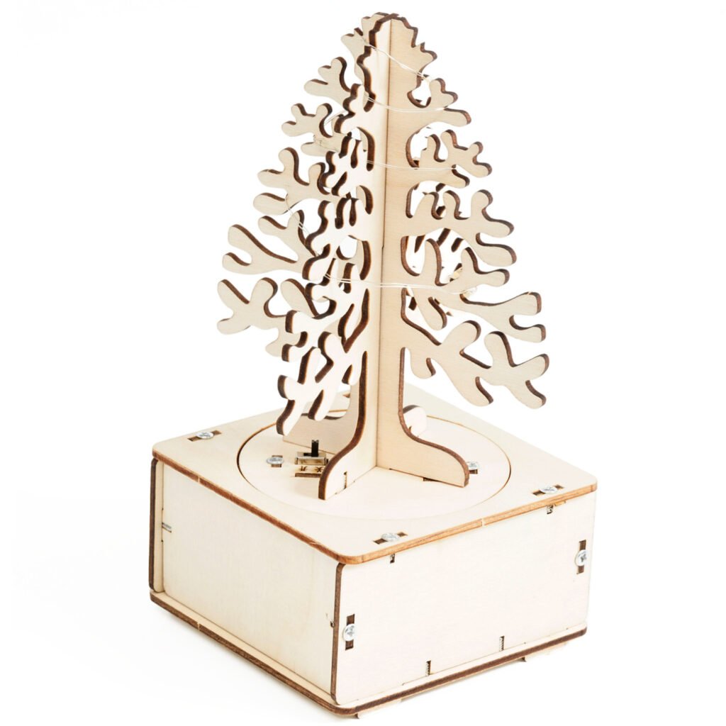 DIY wooden rotating LED Christmas tree STEM kit for kids – fun festive engineering project by STEMgineers Australia