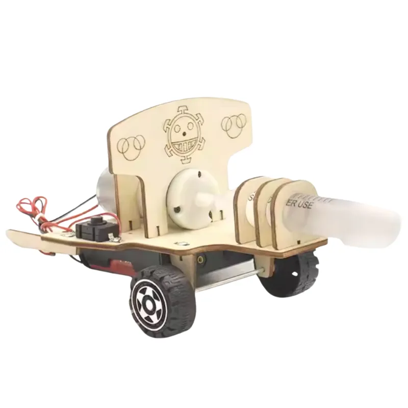High-powered air cannon STEM project kit with foam projectile and wooden launcher parts