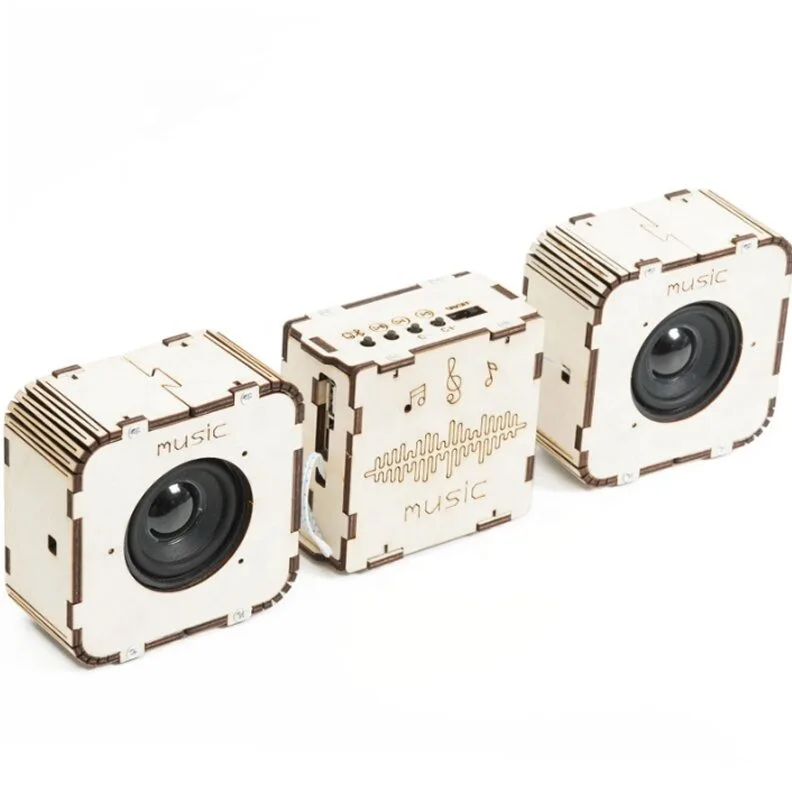 Advanced Bluetooth speaker STEM kit with two wooden wireless speakers